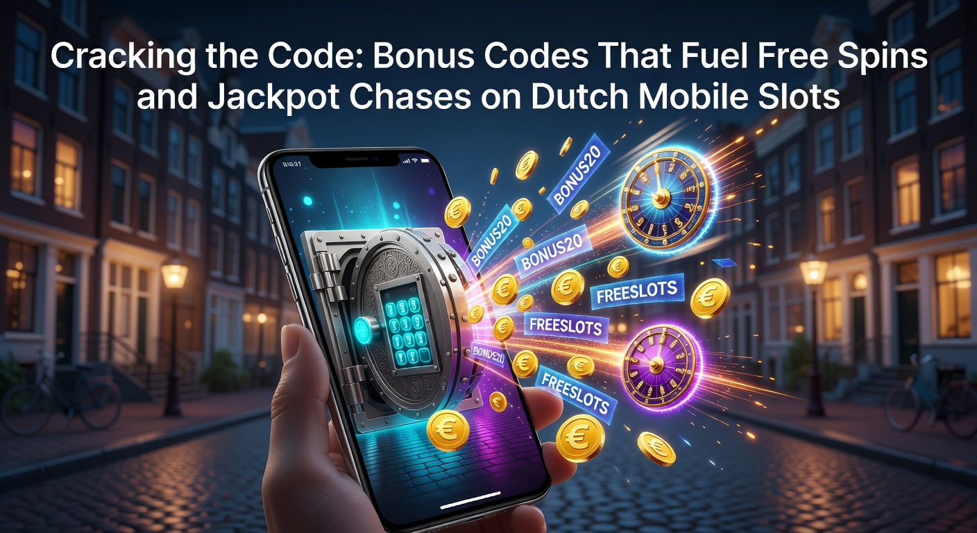 Schermafbeelding van een mobiele slot met actieve bonuscode en draaiende gratis spins, jackpotmeter op de achtergrond