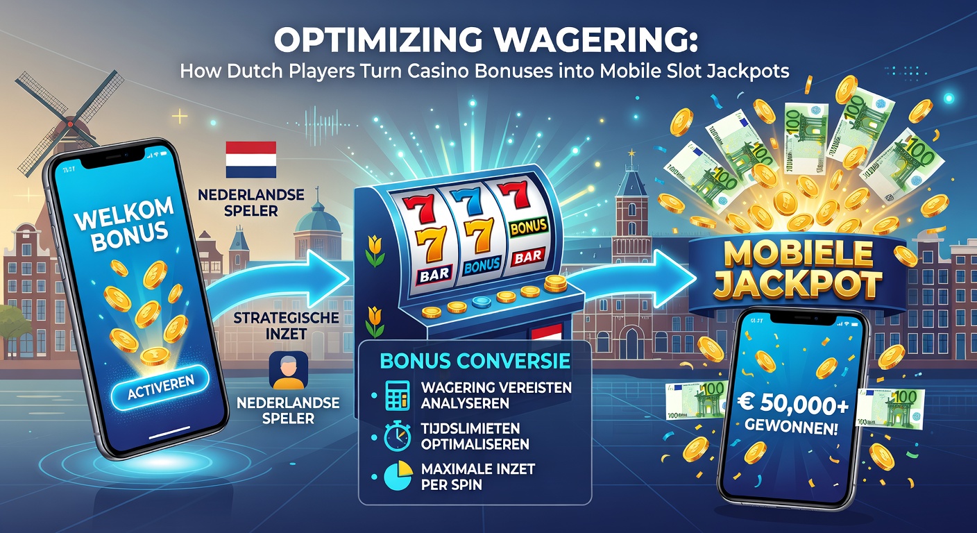 Grafiek met wagering voortgang op mobiele slot, bonussen die jackpot bereiken, met Nederlandse vlag en casino icons voor context